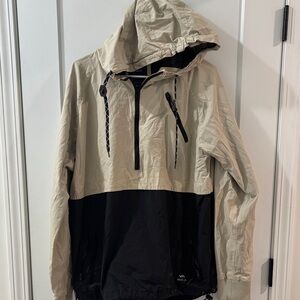 RVCA Men's Beige and Black Windbreaker